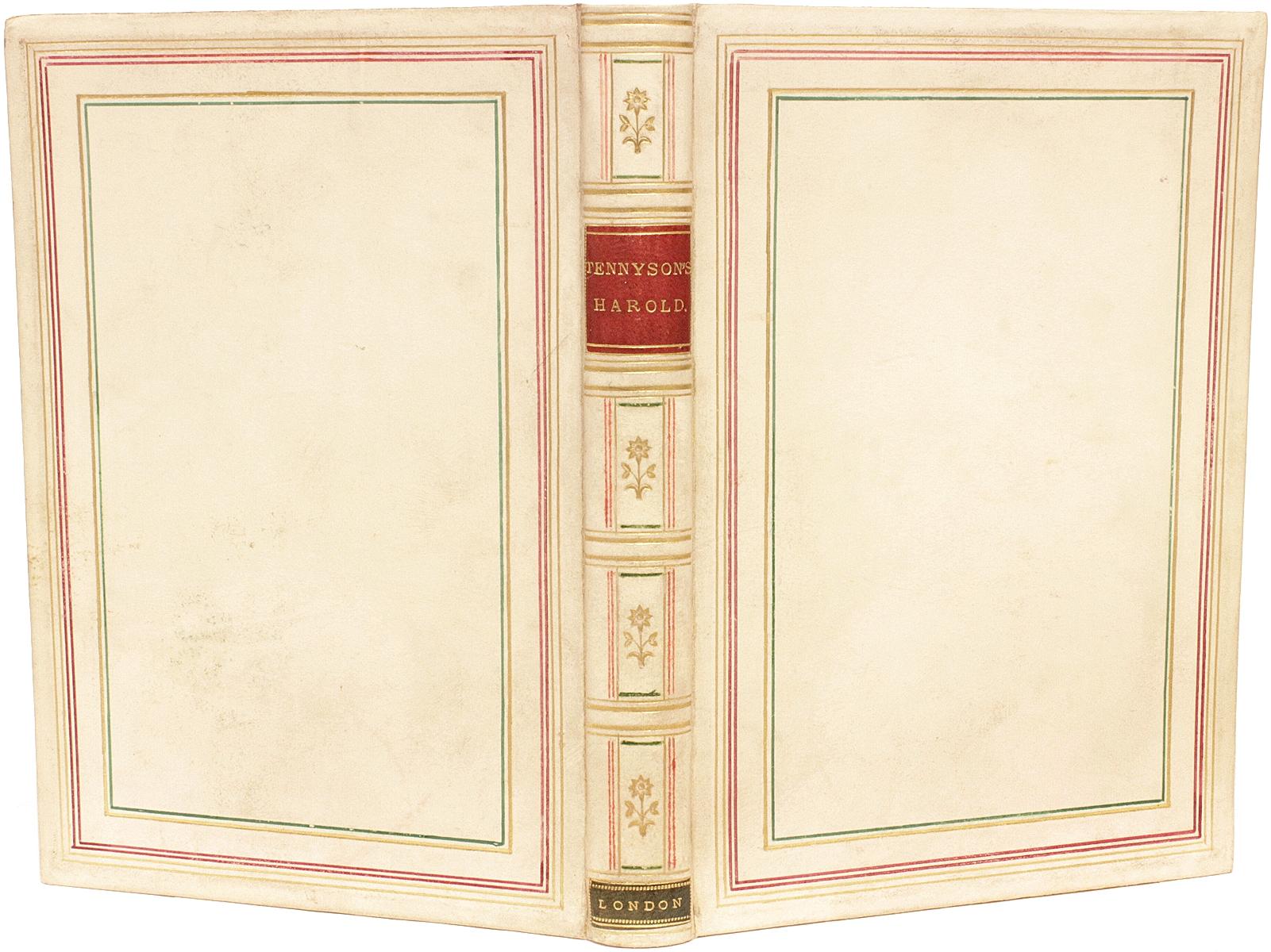 British Tennyson, Alfred, Harold a Drama, 1877, Bound in a Fine Full Vellum Binding For Sale