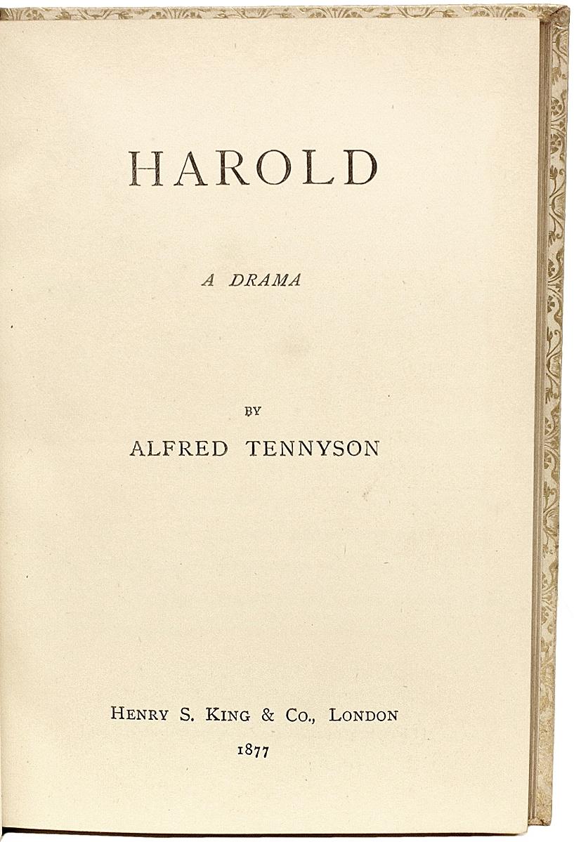 Late 19th Century Tennyson, Alfred, Harold a Drama, 1877, Bound in a Fine Full Vellum Binding For Sale