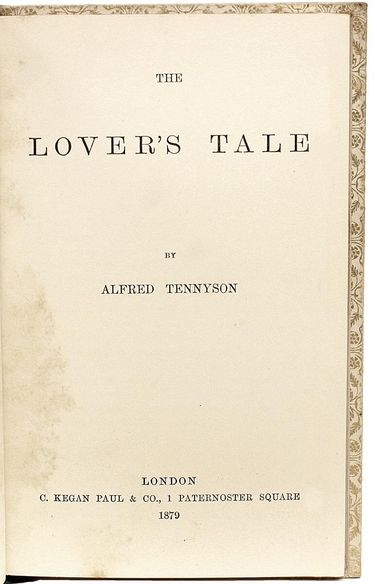 British Tennyson, Alfred, The Lover's Tale, 1879, Bound in a Fine Full Vellum Binding For Sale