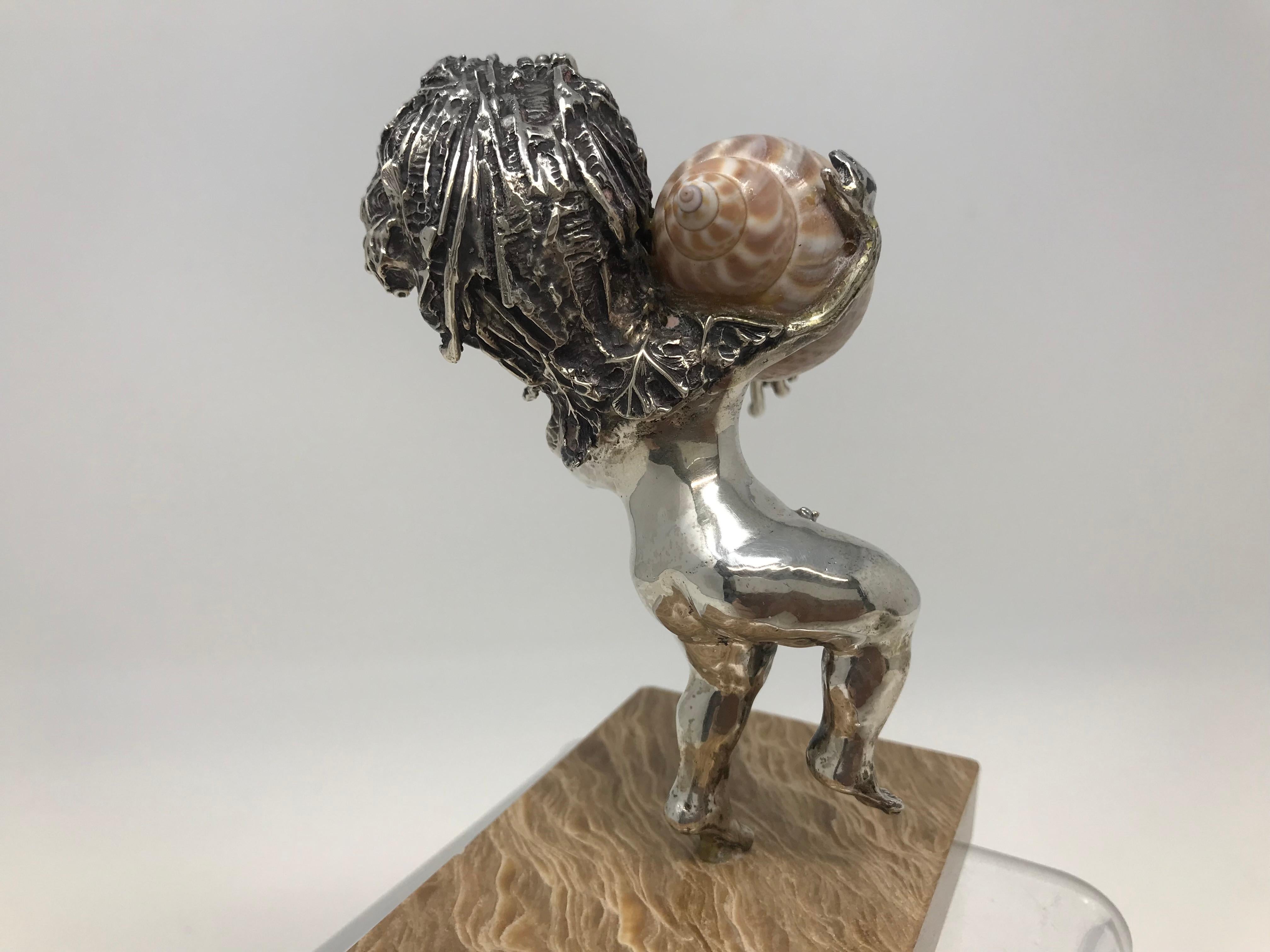 Teno Aurelio Aquarius-Skulptur aus Sterlingsilber und Muscheln für Damen oder Herren im Angebot
