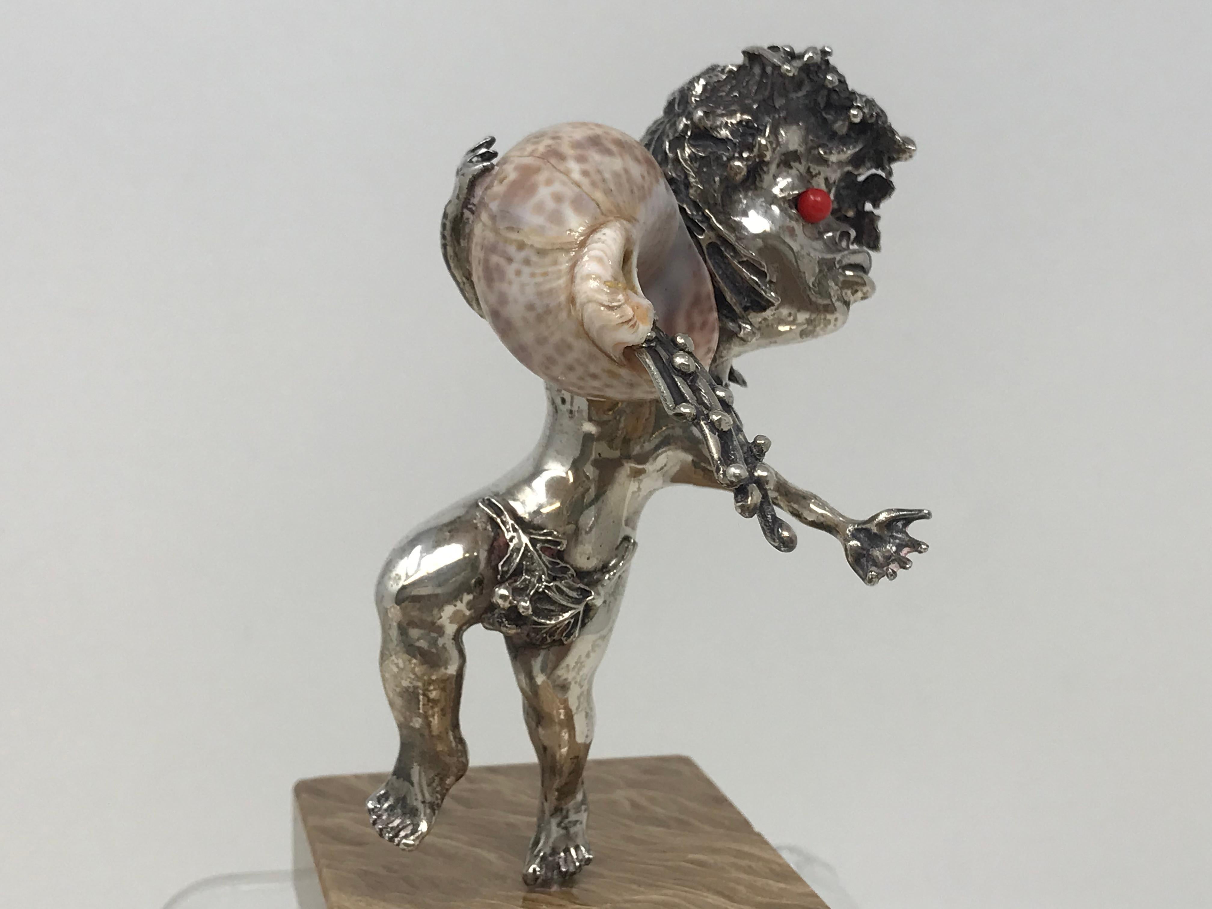 Teno Aurelio Aquarius-Skulptur aus Sterlingsilber und Muscheln im Angebot 1