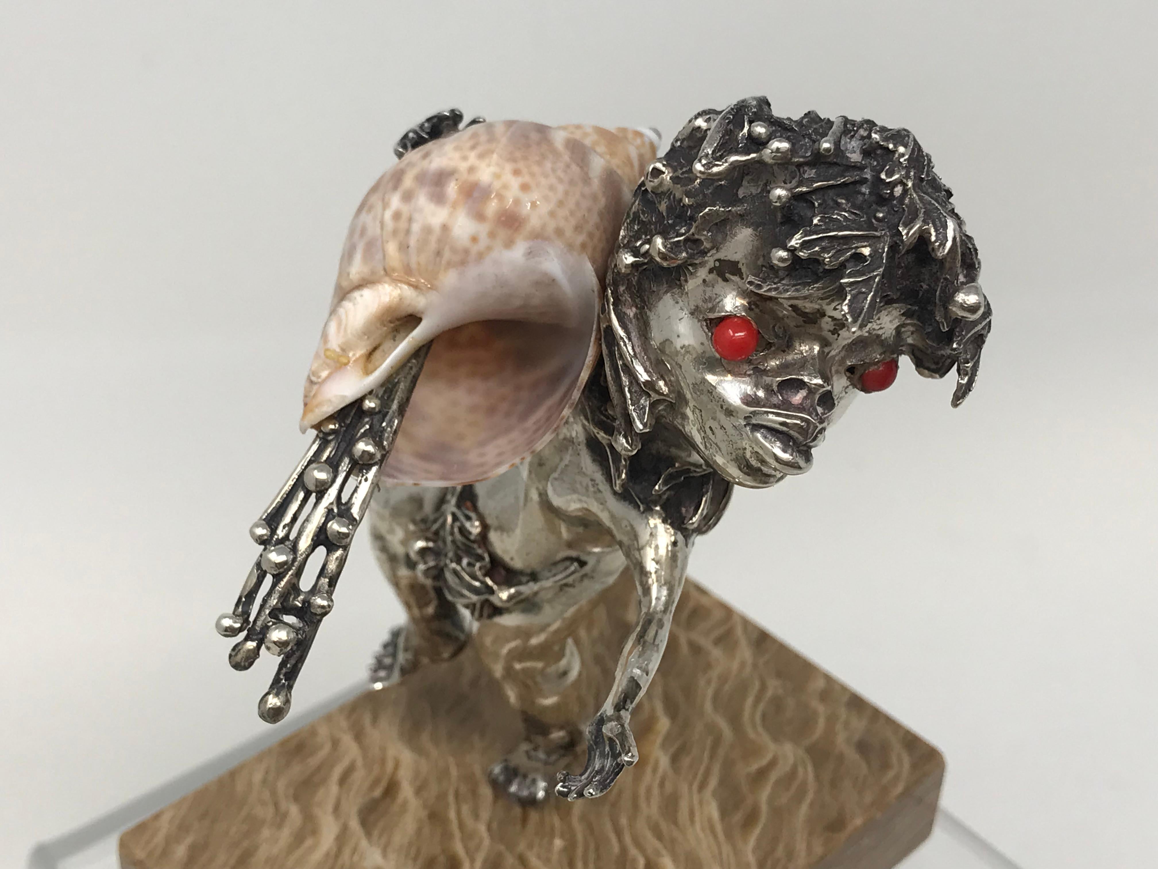 Teno Aurelio Aquarius-Skulptur aus Sterlingsilber und Muscheln im Angebot 2