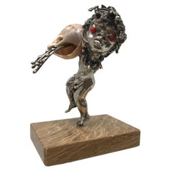 Vintage Teno Aurelio Sterling Silver & Shell Aquarius Sculpture