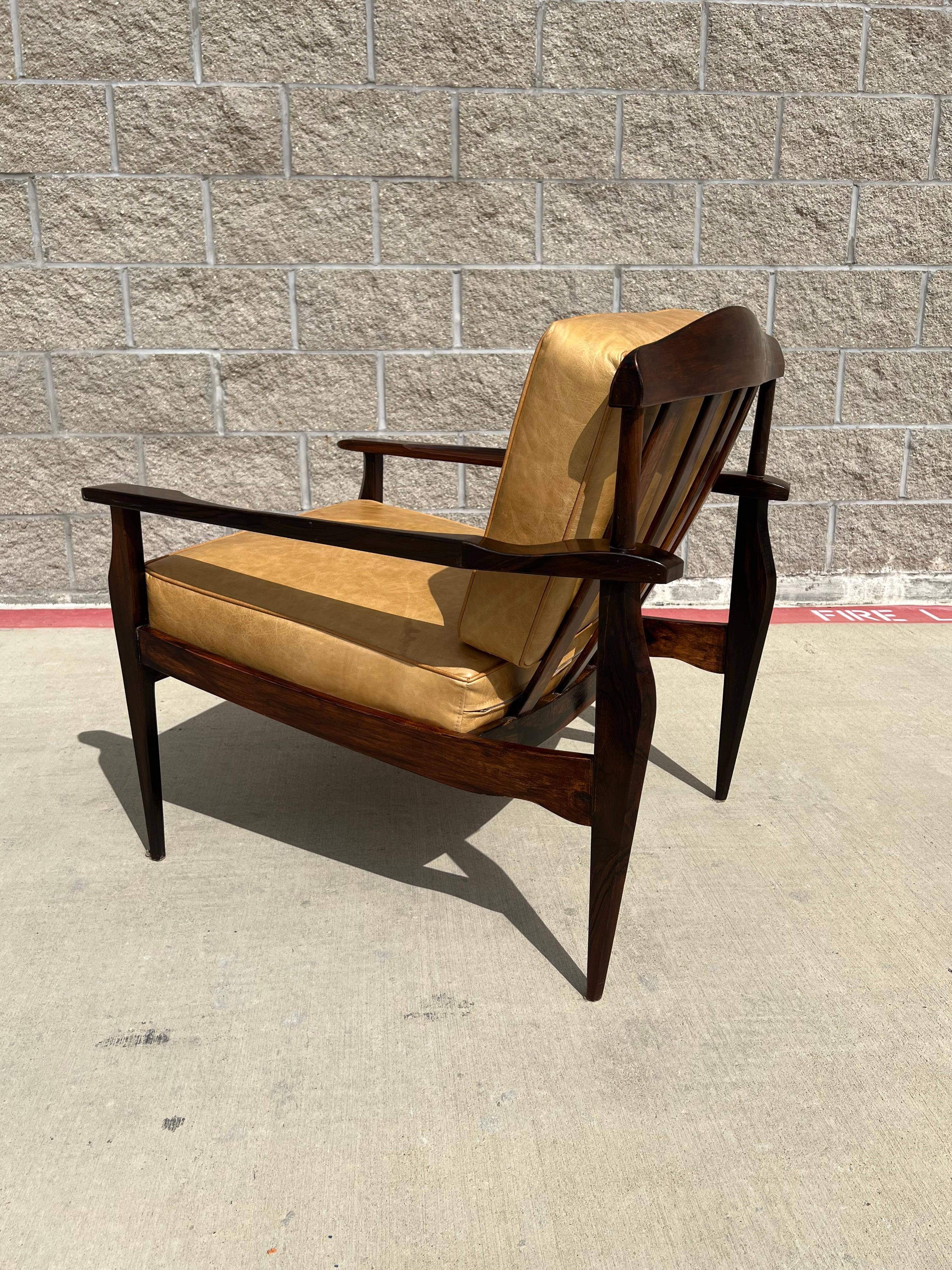 Tenreiro Armchair with Rosewood Frame by Joaquim Tenreiro In Good Condition For Sale In Houston, TX