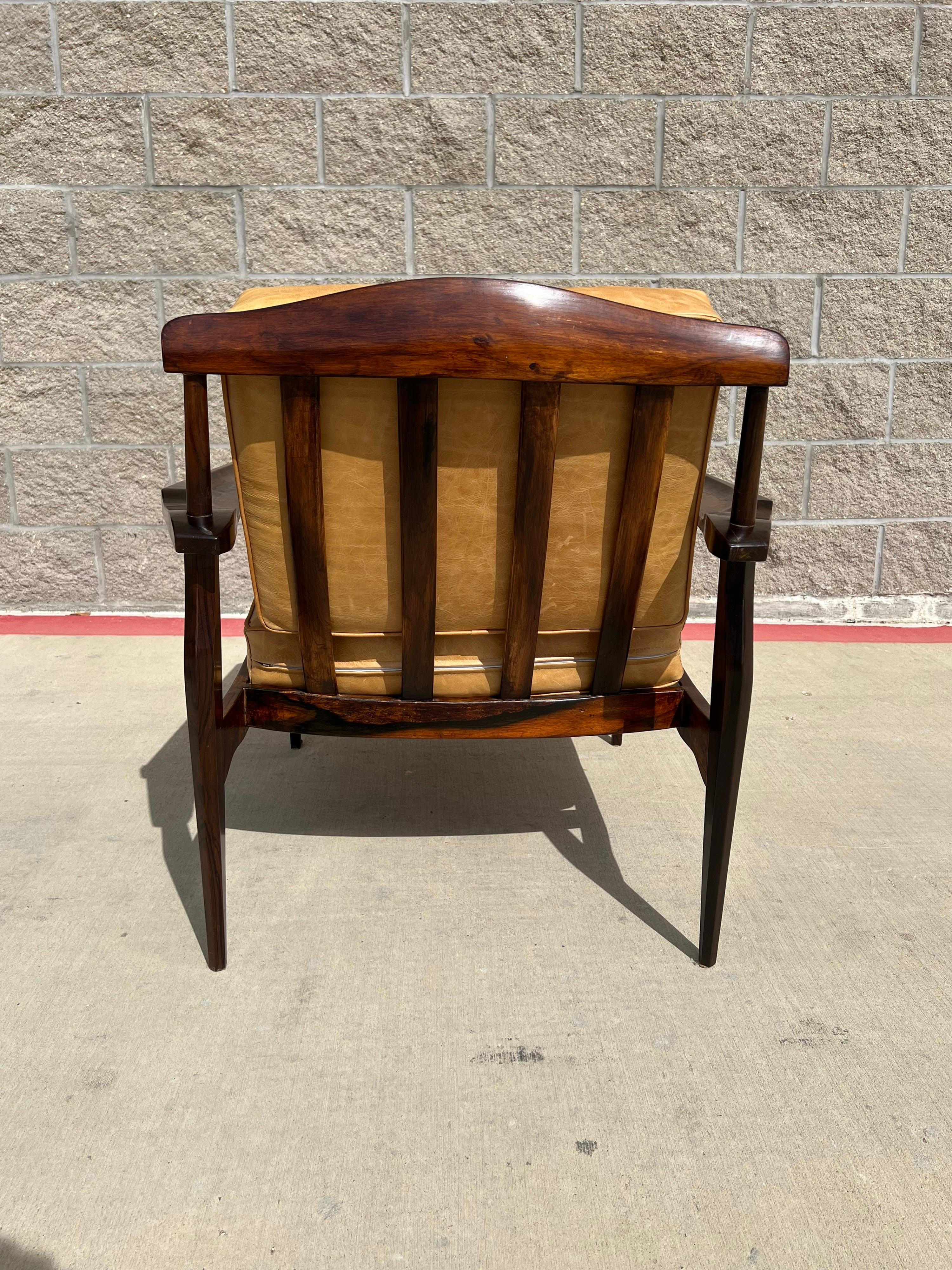 Mid-20th Century Tenreiro Armchair with Rosewood Frame by Joaquim Tenreiro For Sale