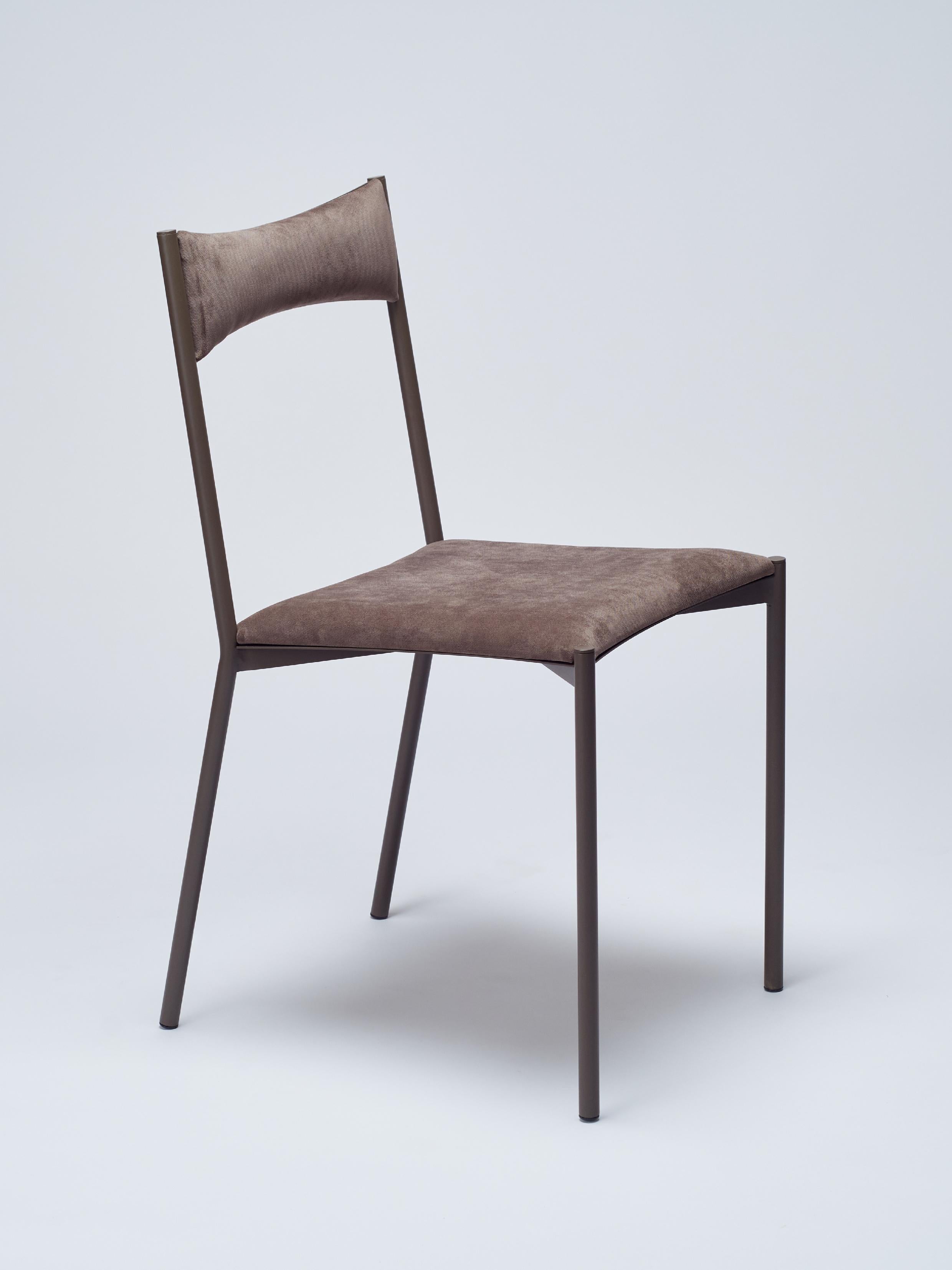 TENSA Contemporary Dining Chair in Steel and Velvet Upholstery by Ries For Sale 2