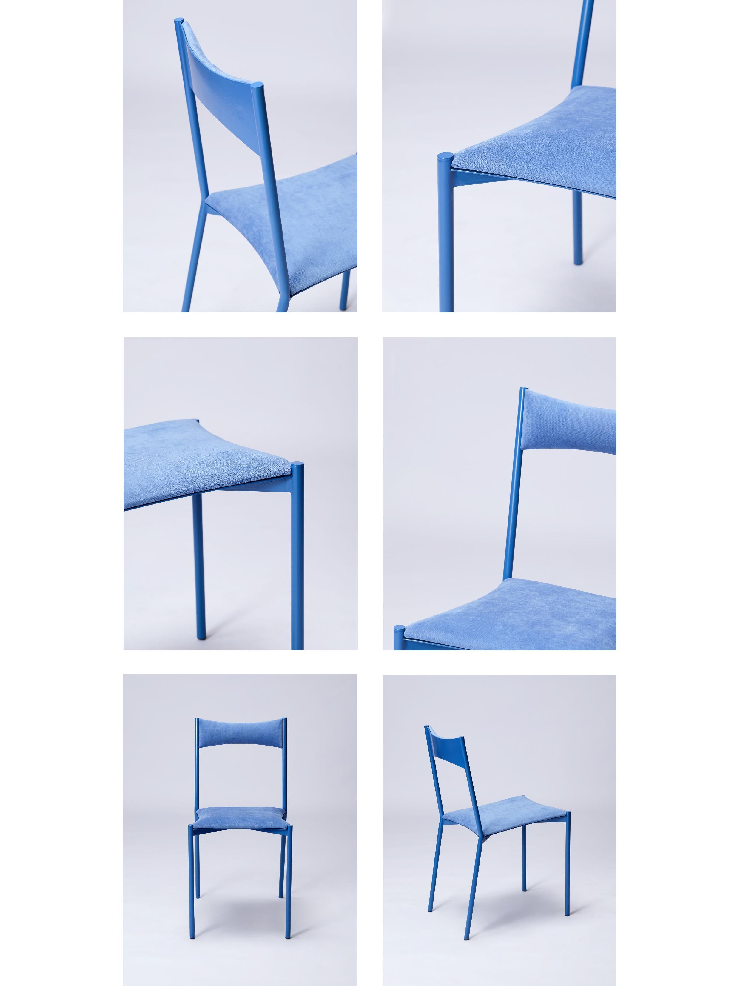 Chaise de salle à manger contemporaine TENSA en acier et tapisserie en velours par Ries en vente 4
