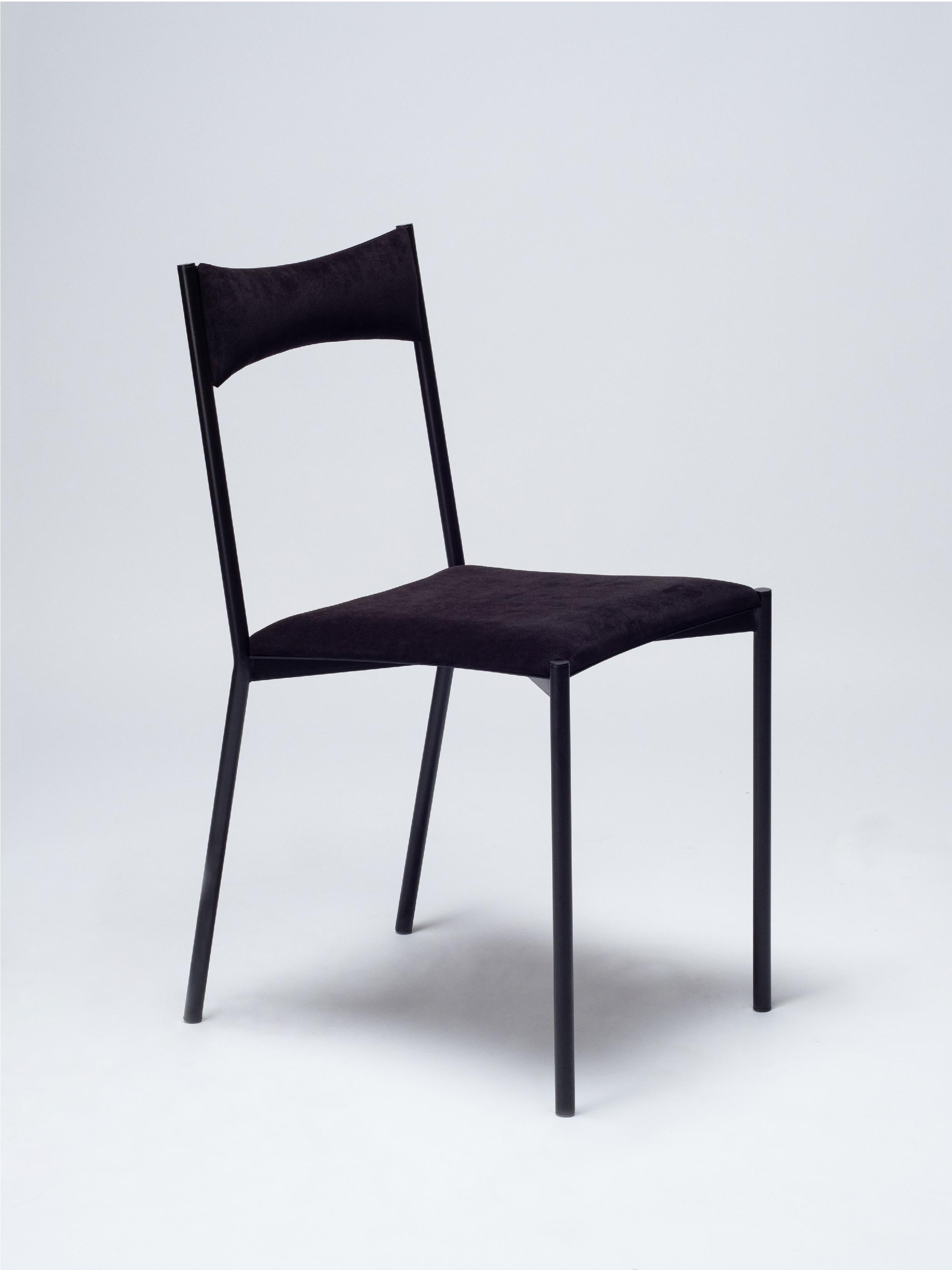TENSA Contemporary Dining Chair in Steel and Velvet Upholstery by Ries In New Condition For Sale In Buenos Aires, CABA
