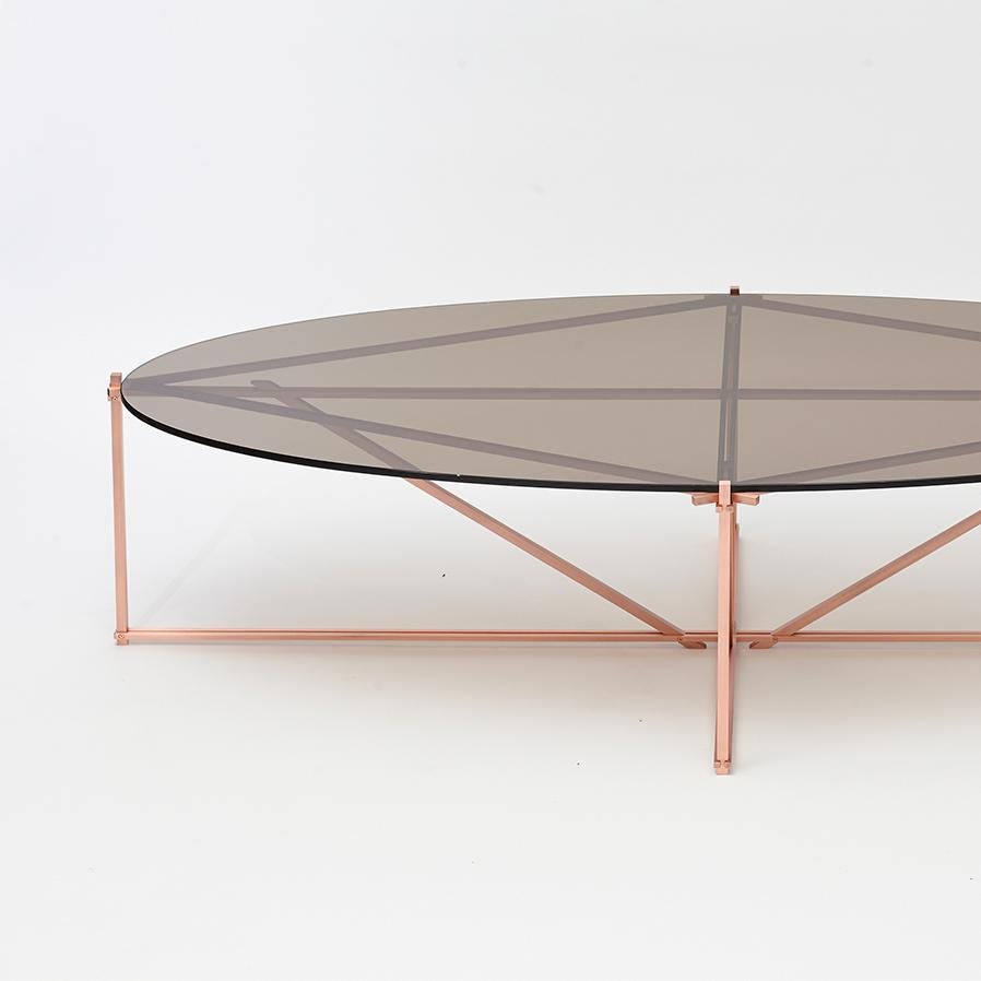 Tensegrity Oval Coffee Table in Copper by Gabriel Scott (Moderne)