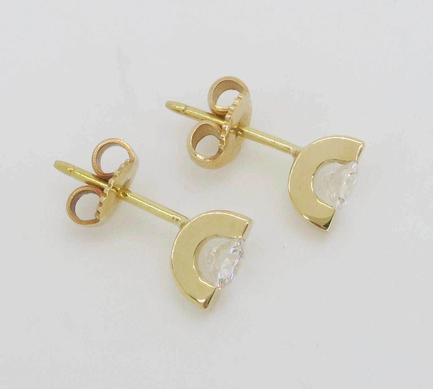 Tension Set Diamond Stud Earrings  For Sale 1
