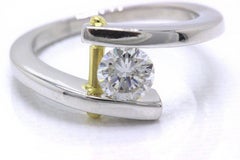 Tension Set Round Diamond Engagement Ring 0.50 Carat Platinum 18k Yellow Gold