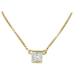 Tension Set Solitaire Diamond Pendant