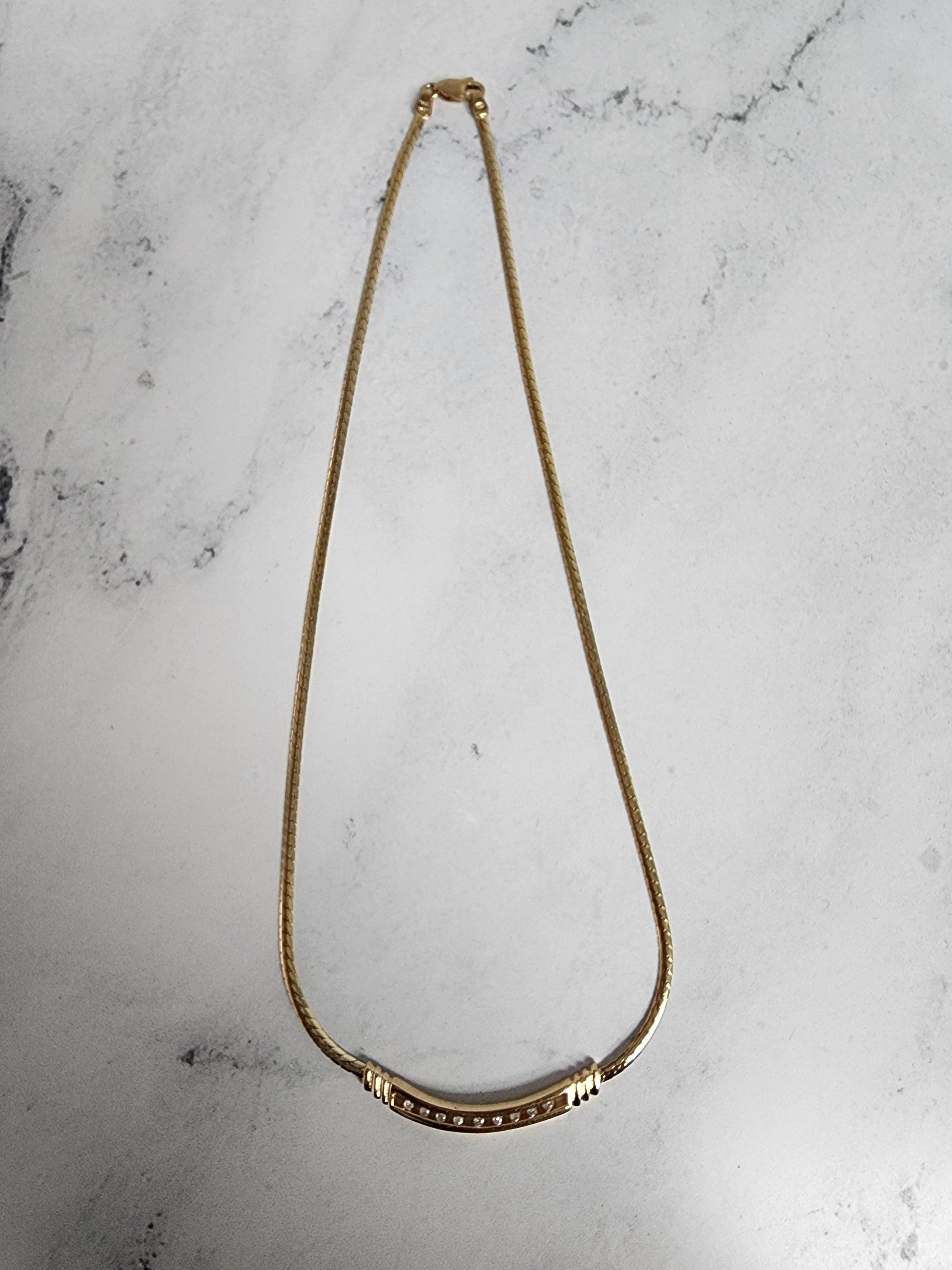 Taille ronde Collier à barre de diamants Tension Space en or jaune 14 carats en vente