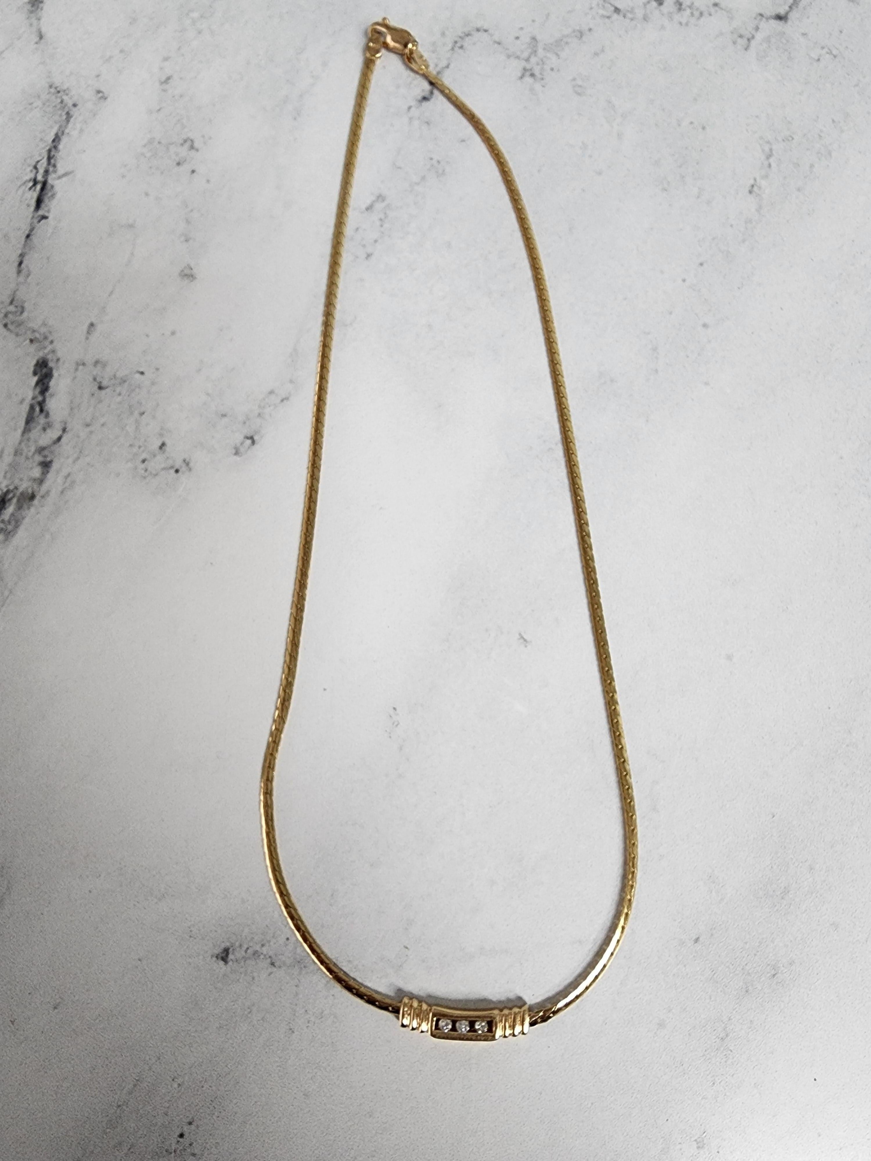 Tension Space Diamond Bar Necklace 14k Yellow Gold In New Condition For Sale In Sugar Land, TX