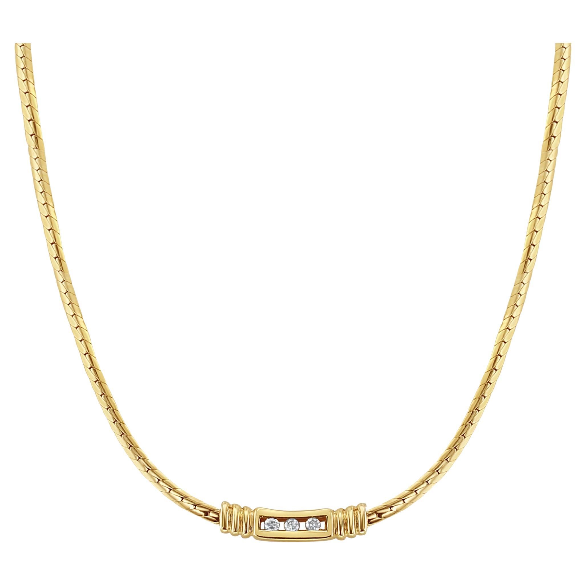 Tension Space Diamond Bar Necklace 14k Yellow Gold