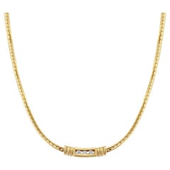 Tension Space Diamond Bar Necklace 14k Yellow Gold