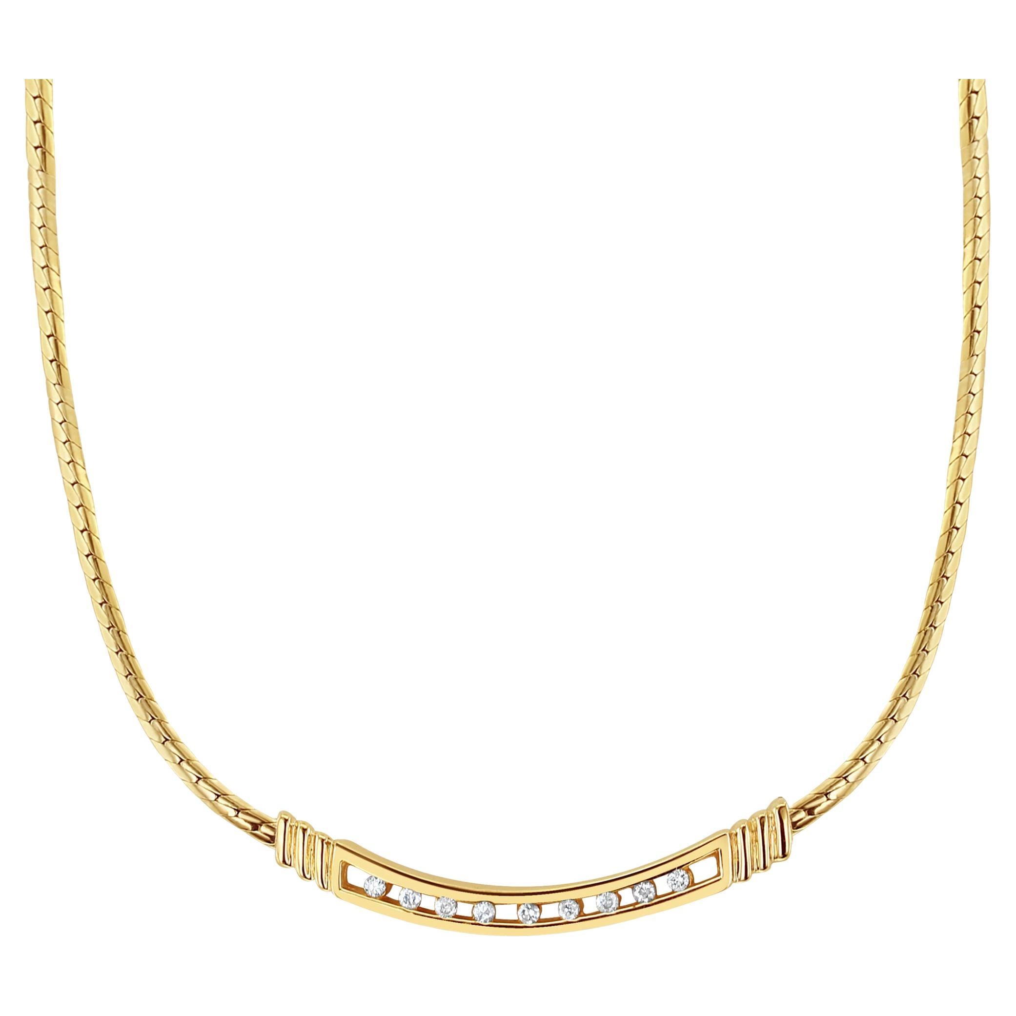 Tension Space Diamond Bar Necklace 14k Yellow Gold