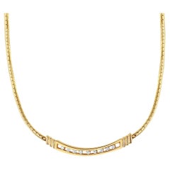 Tension Space Diamond Bar Necklace 14k Yellow Gold