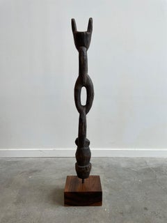 Tent Post Sculpture in Wood and Steel by Nupe Tribe of Nigeria