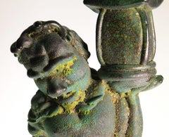 Tentoki, Massiccio Murano Glass Sculpture, Bronze Verdigris and Sulfur Texture