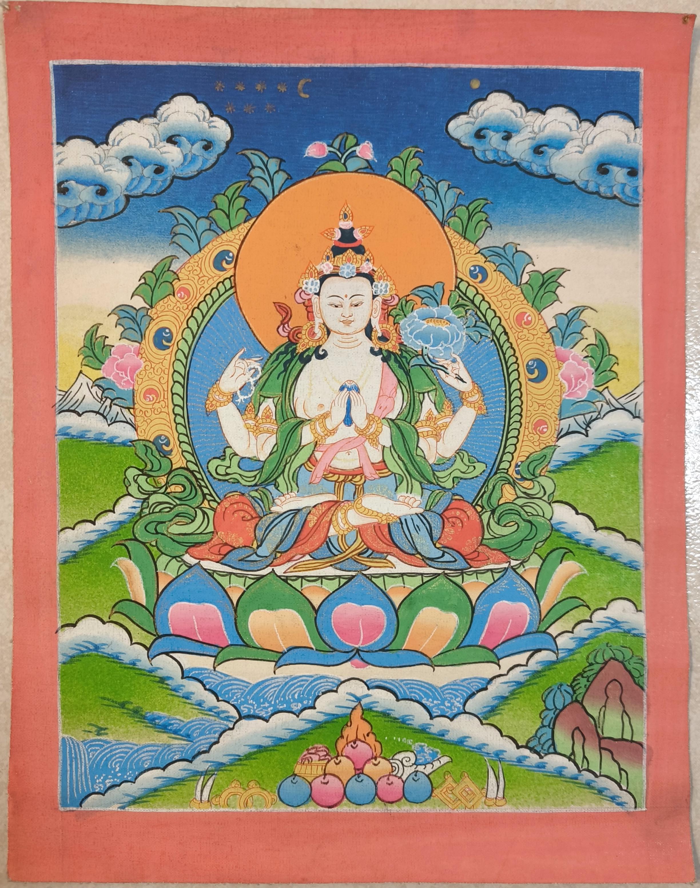 Avalokiteshvara (Braun), Abstract Painting, von TENZEN THANGKA