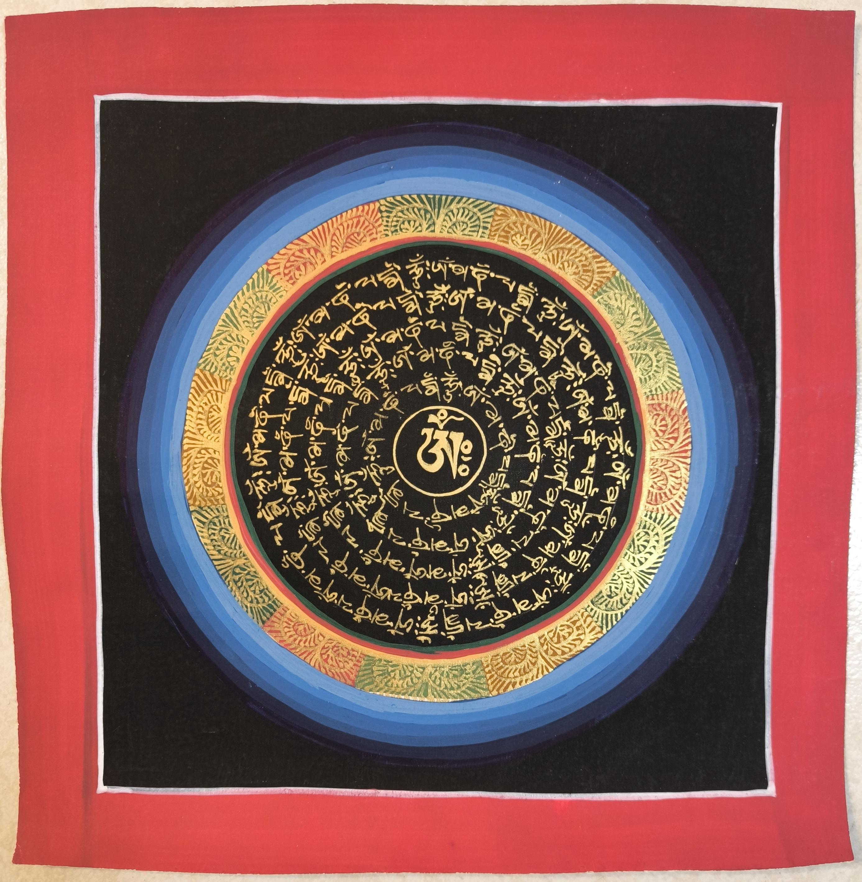 MANDALA OM (Schwarz), Figurative Painting, von TENZEN THANGKA