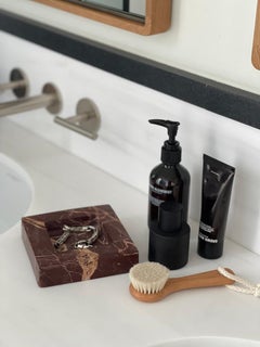 Teo Catch: Chunky Square Catchall in Pink and Red Mable by Anastasio Home