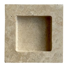 Teo Catch: Small Square Dish in Beige Travertine by Anastasio Home