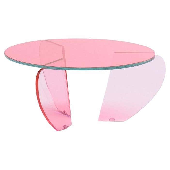 21st Century Customizable Across Round Pink Lacquered Coffee Table in ...