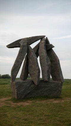 Teocalli Sculptural Monolith in Basalt Granite & Steel by Andres Monnier