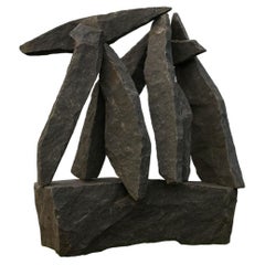 Teocalli Sculptural Monolith in Basalt Granite & Steel by Andres Monnier