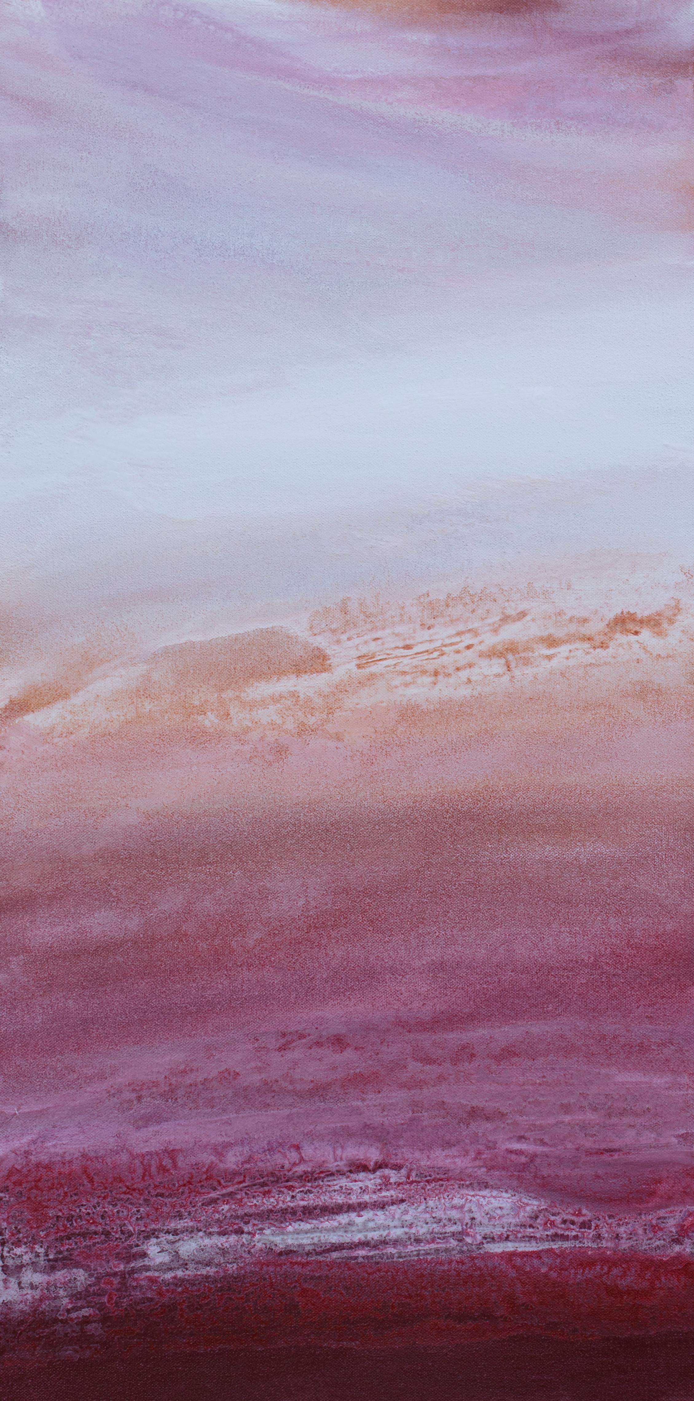 'Beach Plum Series', Abstract Coral, Pink, White, Purple Acrylic Paintings - Beige Abstract Painting by Teodora Guererra