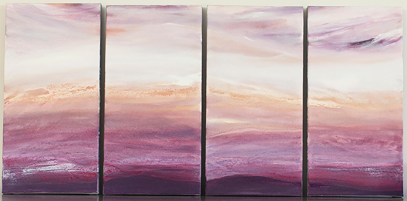 Teodora Guererra Abstract Painting - 'Beach Plum Series', Abstract Coral, Pink, White, Purple Acrylic Paintings