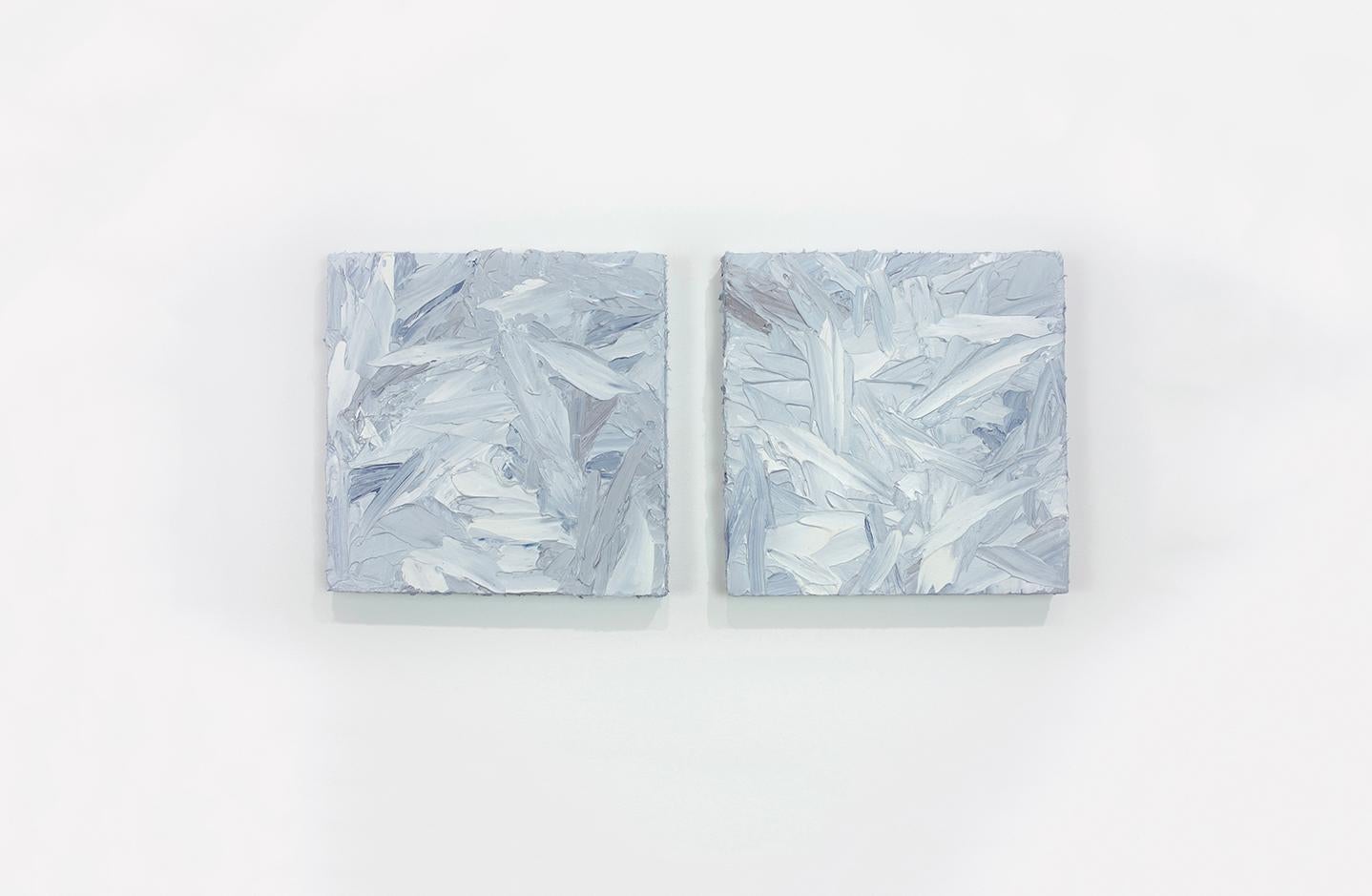 Abstraktes Gemälde Diptychon „Blueberry Shortcake Mini I and II“