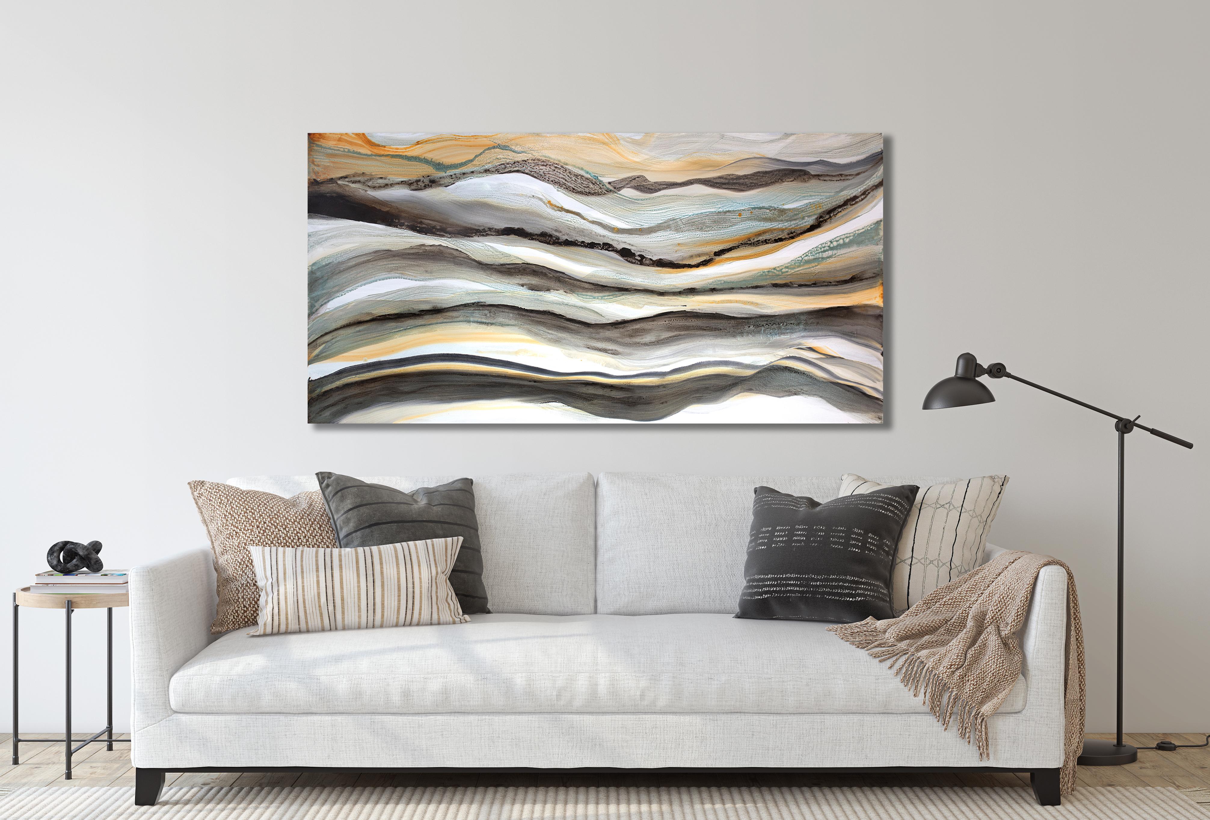 'Calico Tails', Large abstract painting - Painting by Teodora Guererra