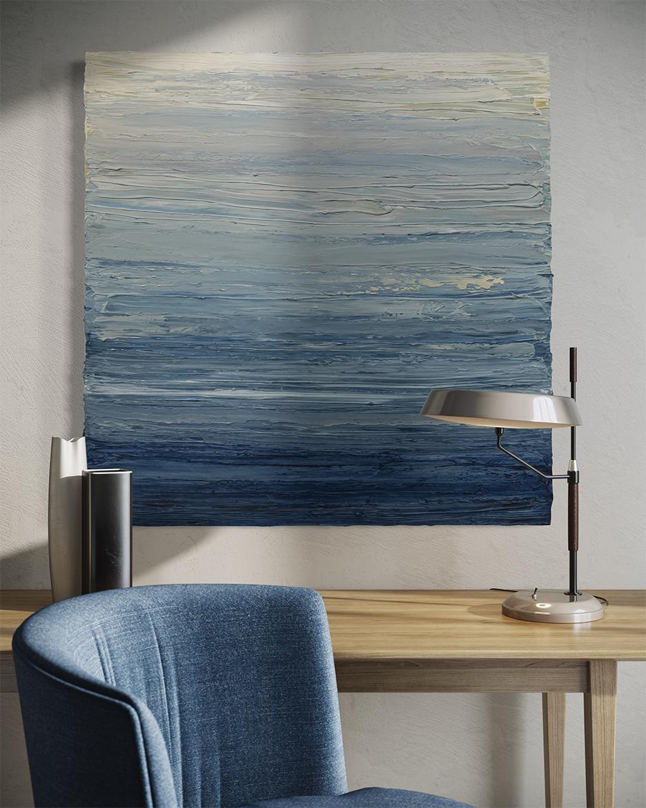 Peinture abstraite contemporaine « ciel de cristal » - Gris Abstract Painting par Teodora Guererra