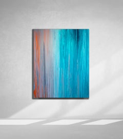 'Drenched in Teal', Large Contemporary Abstract Minimalist Acrylic Painting