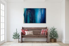 'Emeralds & Sapphires', Large Contemporary Abstract Minimalist Acrylic Painting