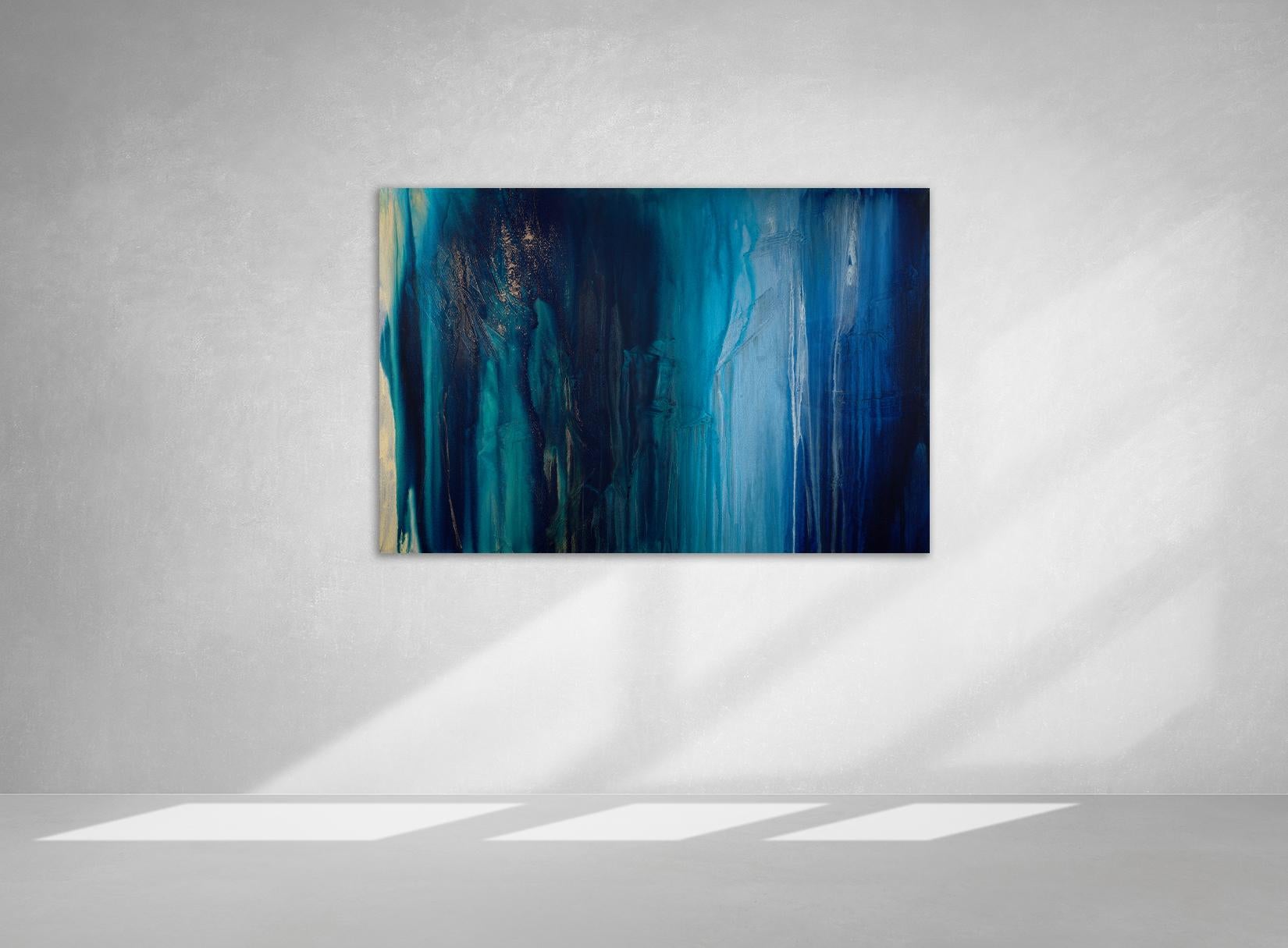 'Emeralds & Sapphires', Large Contemporary Abstract Minimalist Acrylic Painting