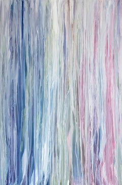 'Flamingo Waterfall', Large contemporary abstract acrylic drip painting