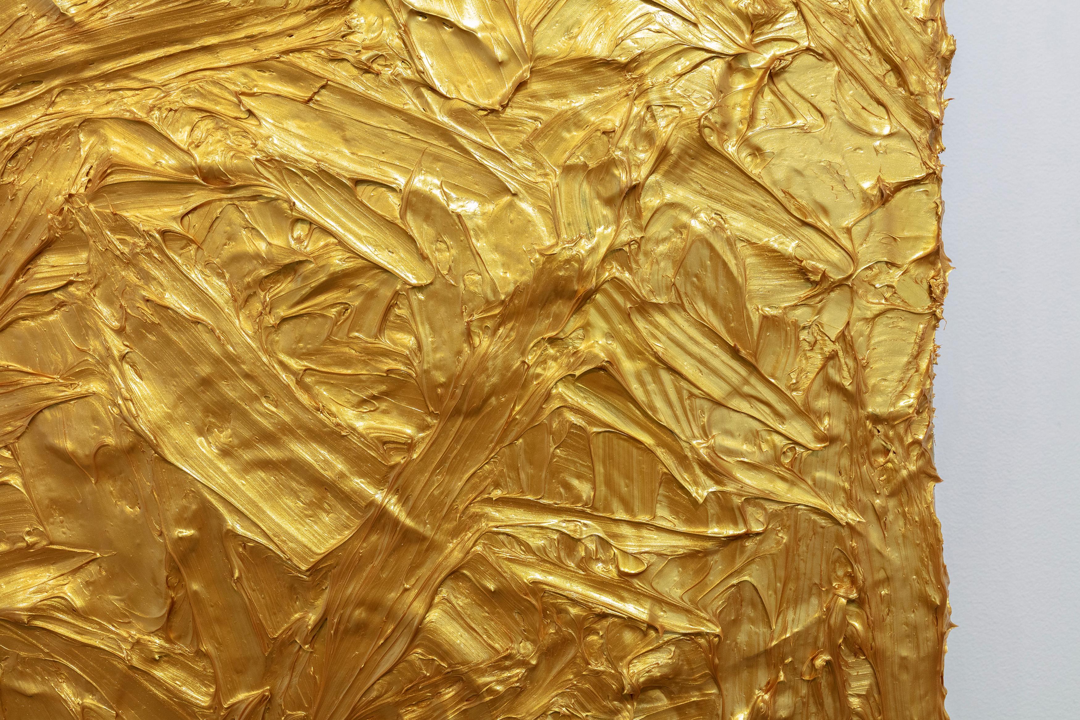 Peinture abstraite en or métallique « Gold Digger » en vente 2