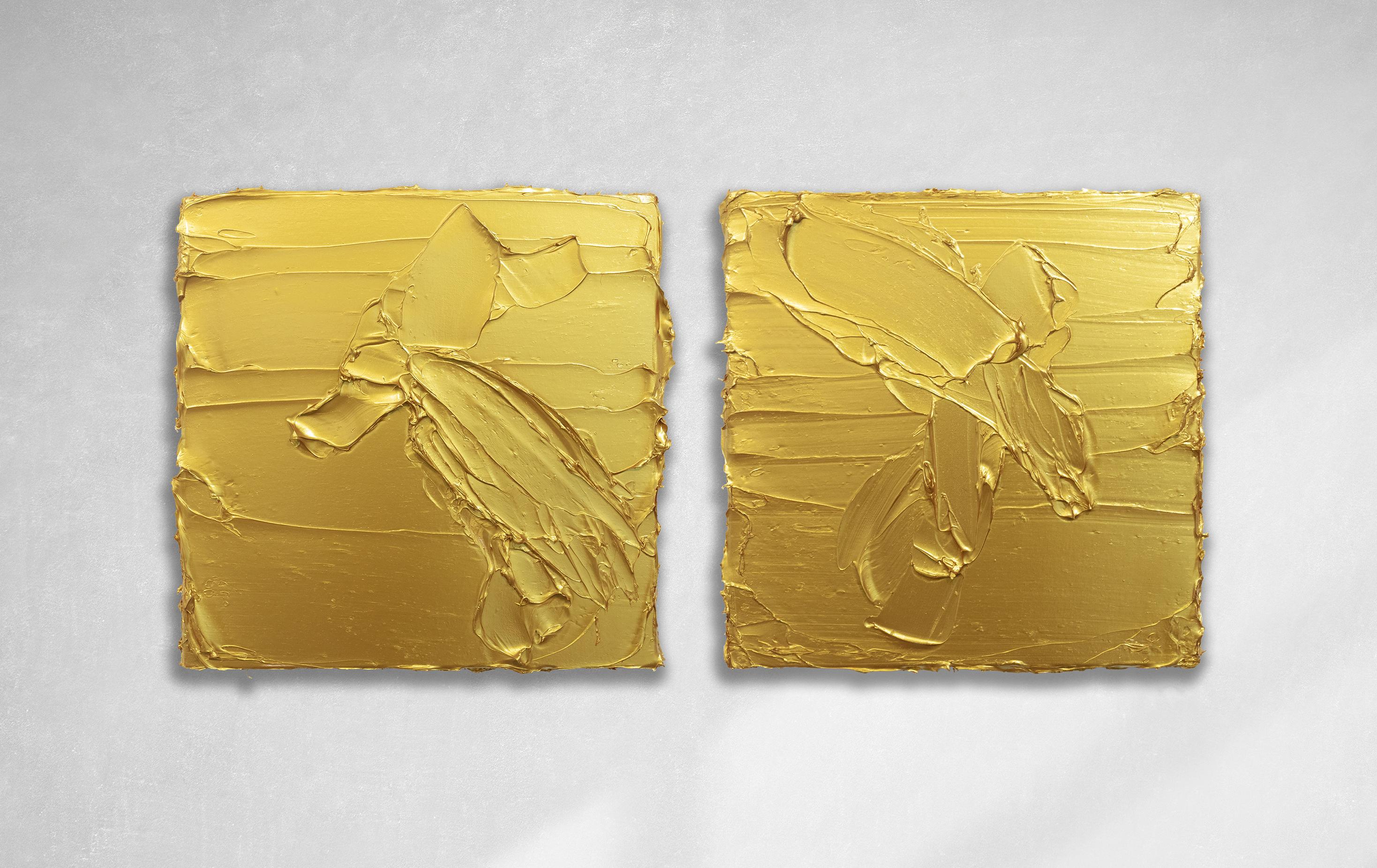 Teodora Guererra Abstract Painting – Abstrakte Gemälde „Goldene Mädchen I 
II“ Metallic-Gold