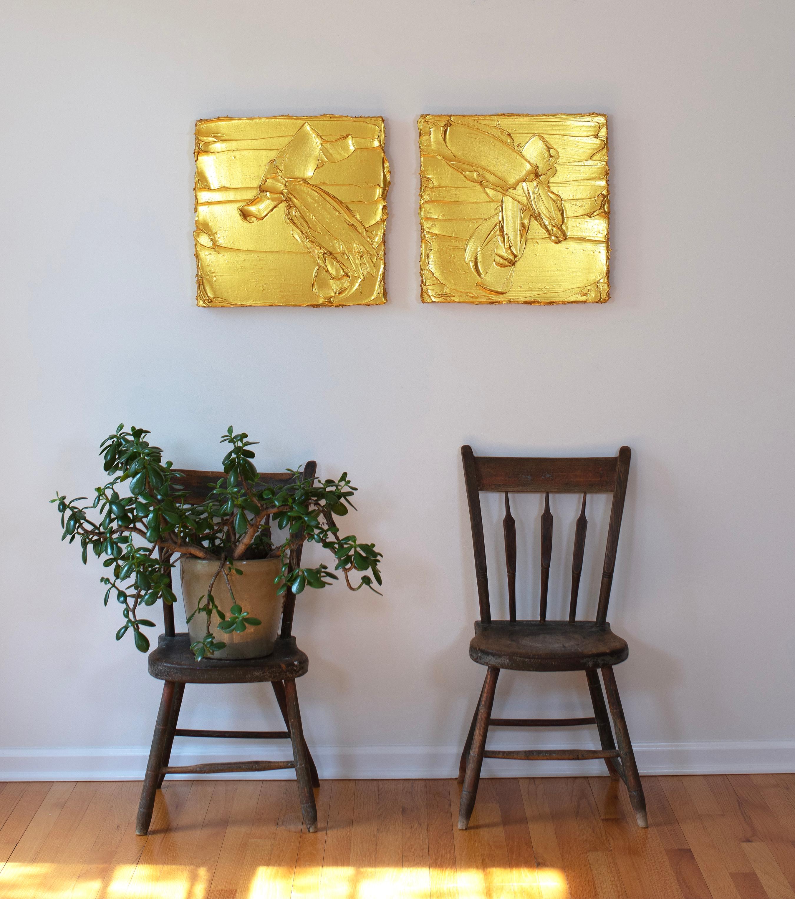 Peintures abstraites dorées Golden Girls I & II en vente 3