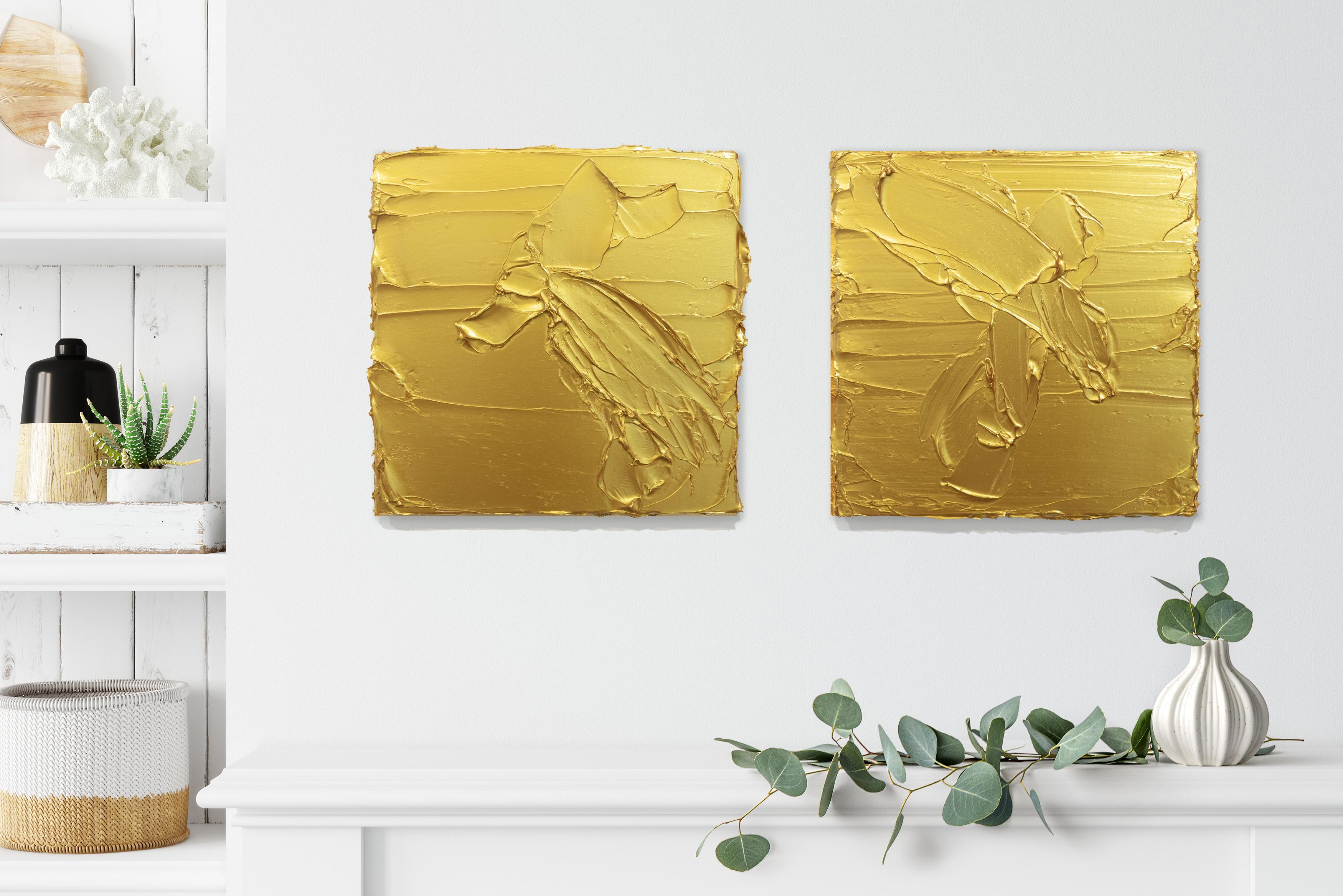 Peintures abstraites dorées Golden Girls I & II en vente 5