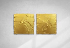 "Golden Girls I & II" Metallic Gold Abstract Paintings