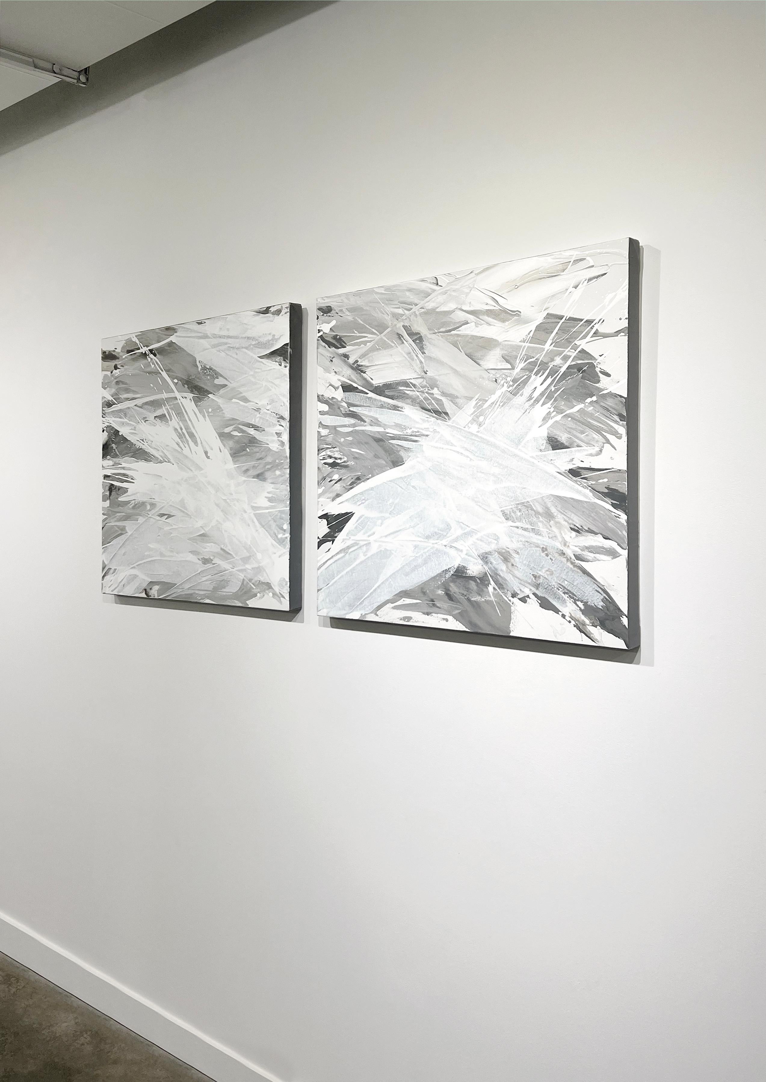 « Hibou gris », diptyque abstrait contemporain en vente 1