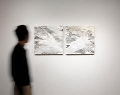 « Hibou gris », diptyque abstrait contemporain