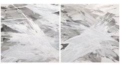 "Grey Owl," Contemporary Abstract Diptych