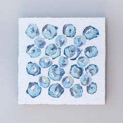 „Hydrangeas“ Texturiertes abstraktes geblümtes Gemälde
