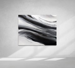 'In Black and White', Abstract Black and White Contemporary Acrylic Painting 